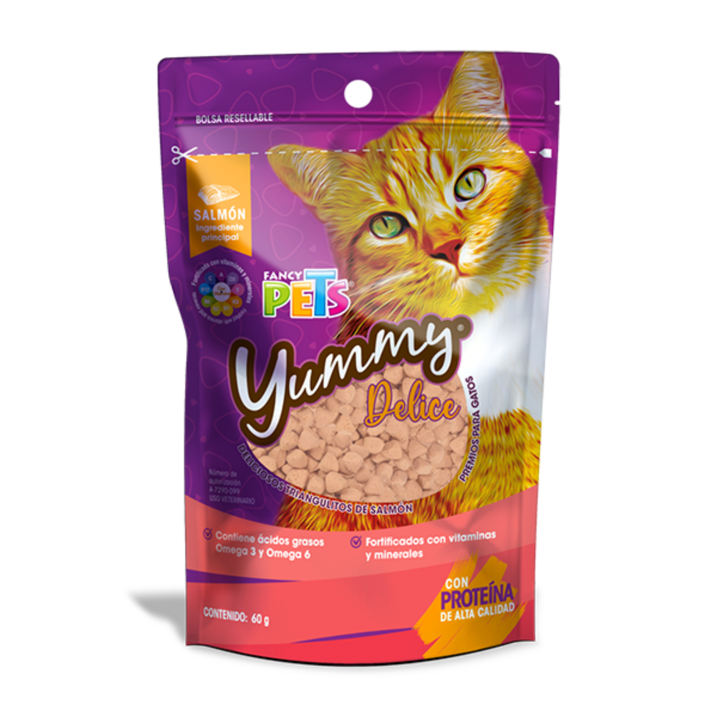 Yummy delice premios para gato sabor salmón 60g