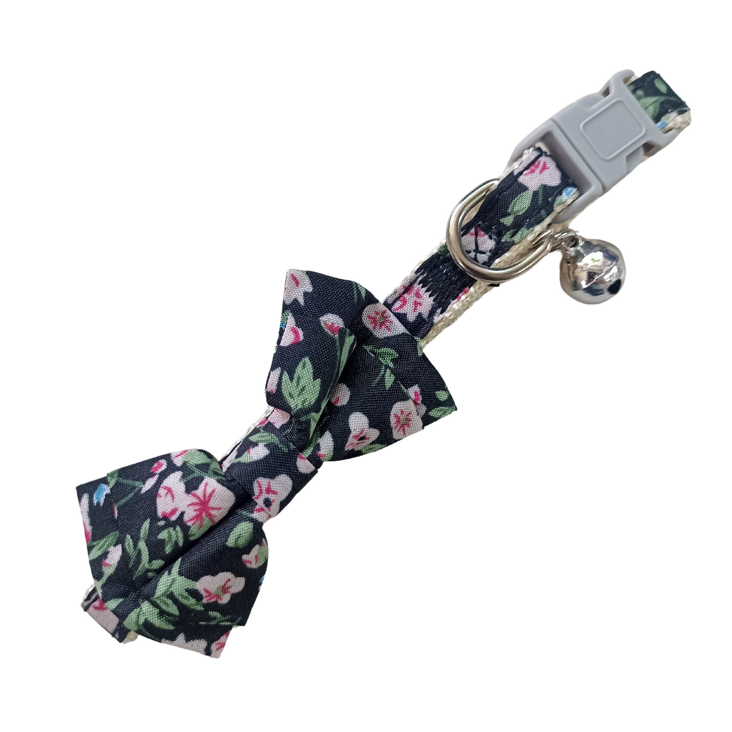 Collar con estampado de flores y moño