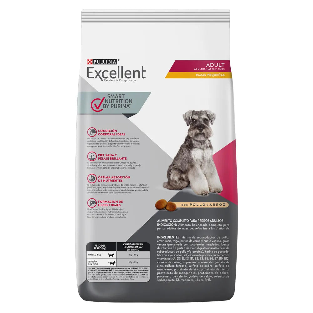 Purina Excellent Adulto Pollo y Arroz Razas Minis y Pequeñas