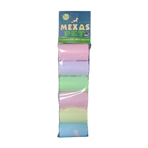 Mexas pet bolsas eco friendly aroma vainilla 6 rollos