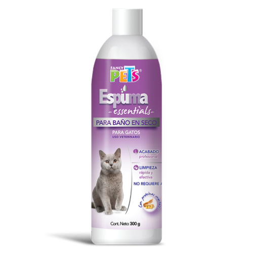 Espuma para baño en seco para gatos