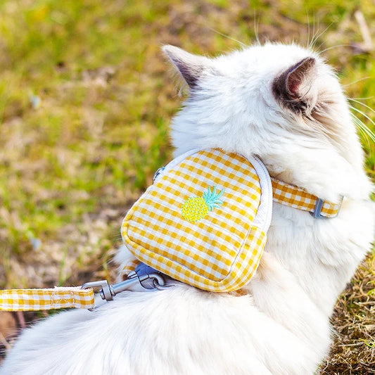 Arnés estampado de cuadros con mochila para gato